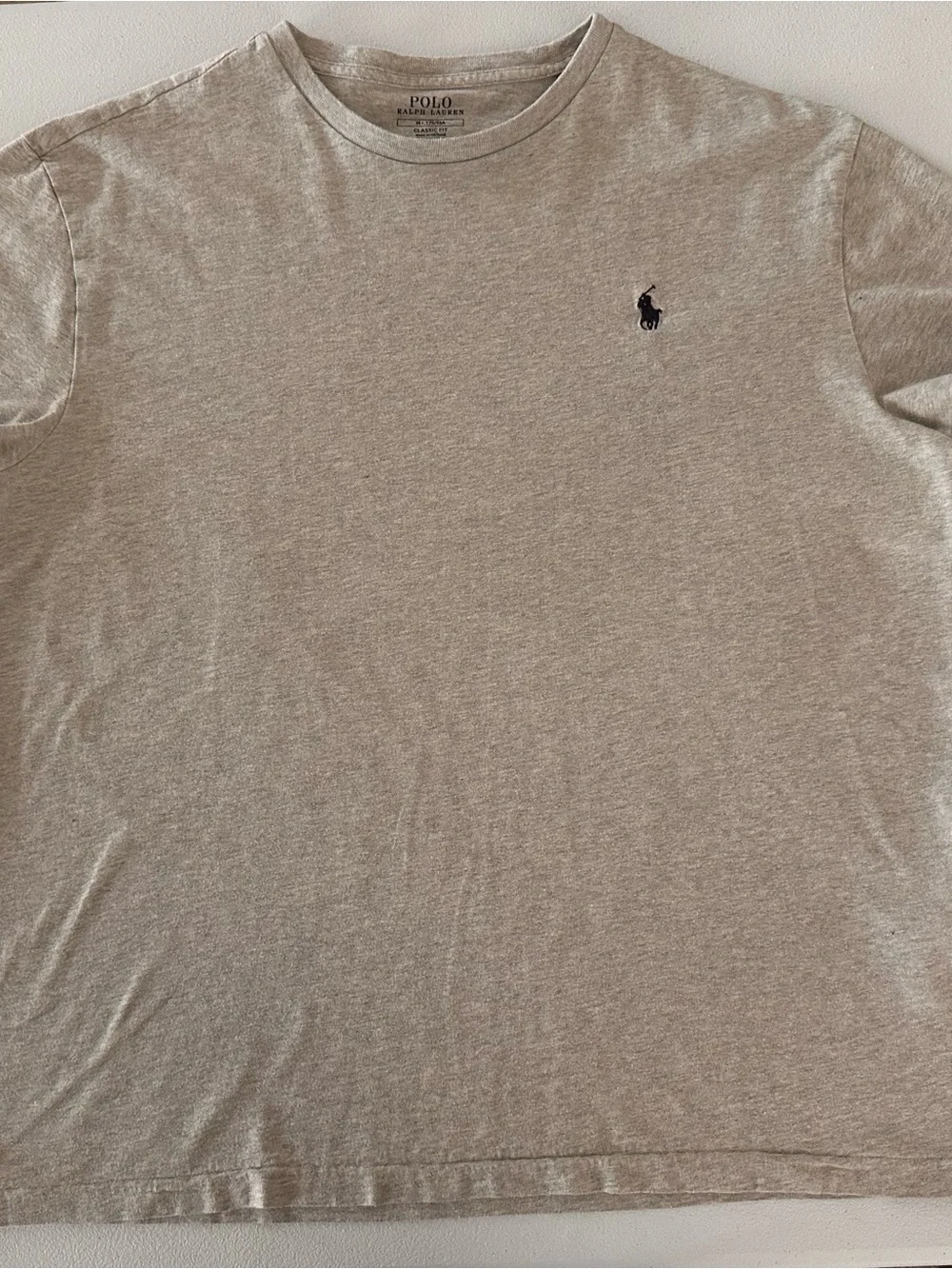Polo by Ralph Lauren Beige Crewneck Tee with Navy Logo